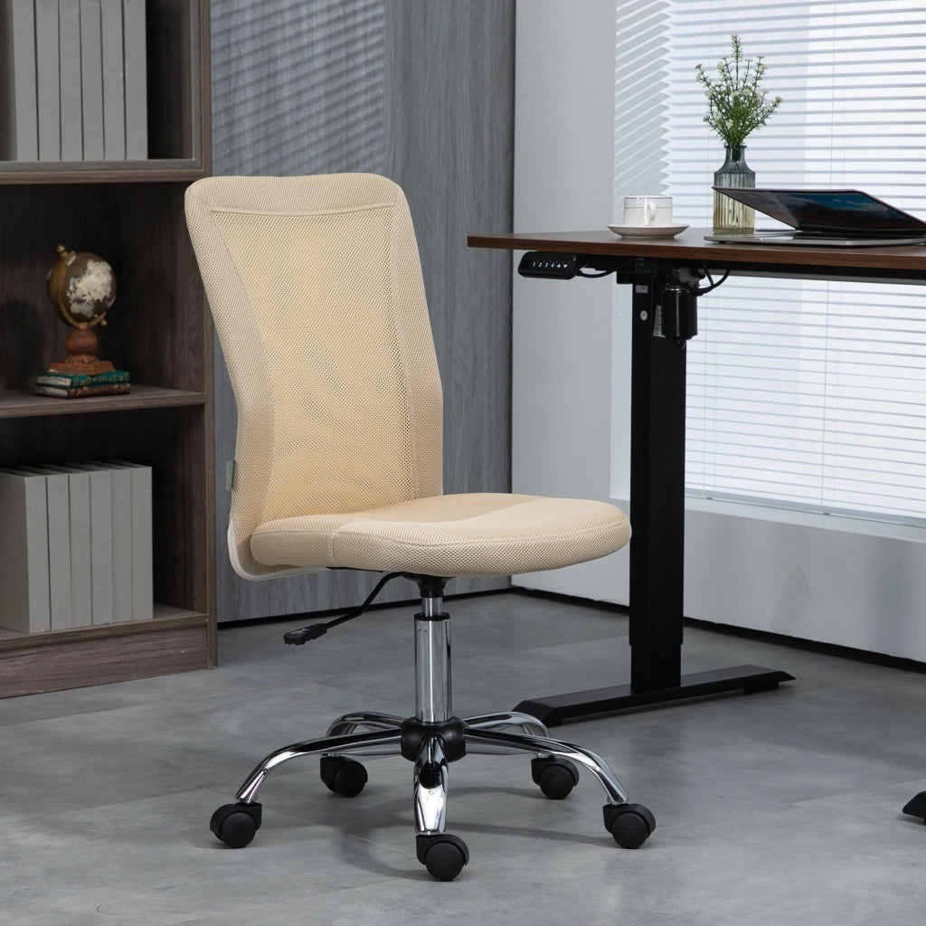 Sedia da ufficio ergonomica ¨C Minimal ¨C rete beige, cromata, altezza regolabile