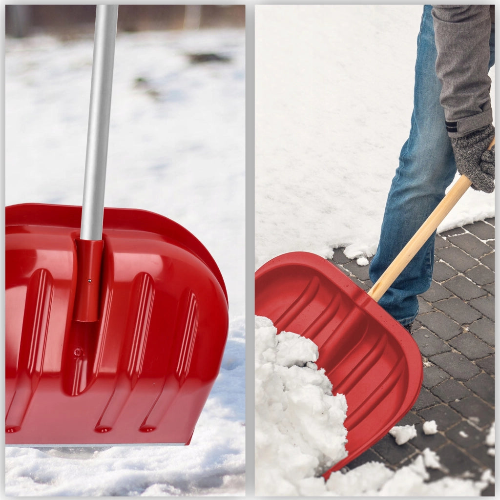 Pala da neve KADAX, raschietto per neve senza manico, grande, rossa