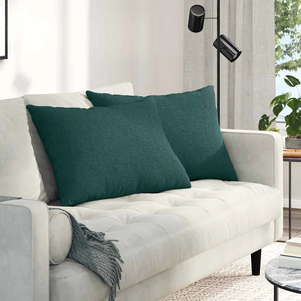 Cuscini da Divano 2 pz | Cuscini per sedie Verde Scuro 70 x 50 cm Tessuto