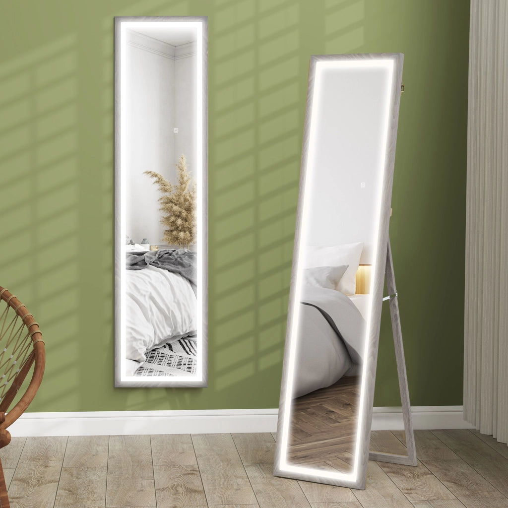 Specchio a Parete con Luce LED ¨C Minimal ¨C Grigio 40x160 cm