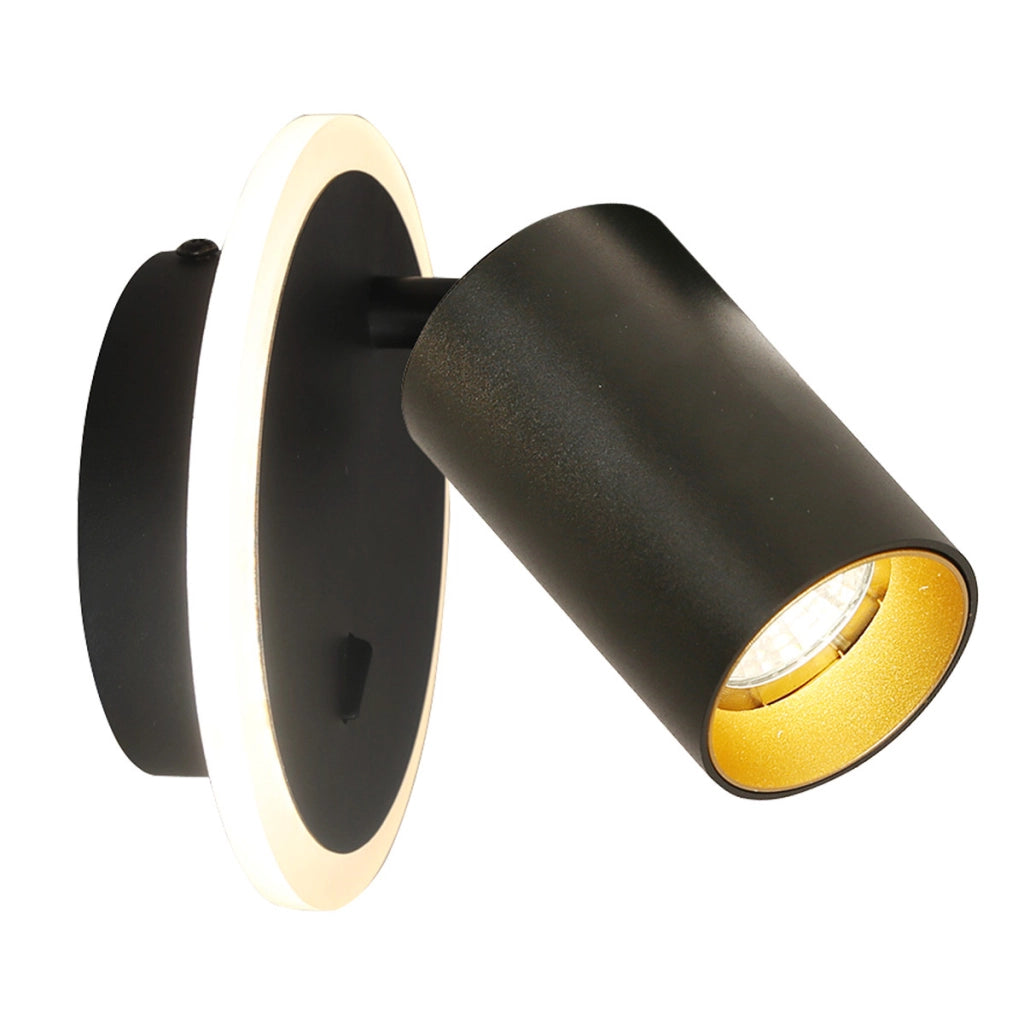 Applique rotonda moderna nera spot orientabile GU10+LED CCT Parma