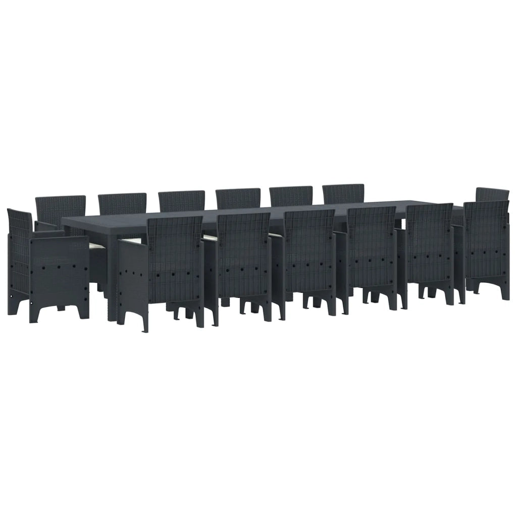 Set da Pranzo per Giardino 15 pcs Antracite Rattan Polt