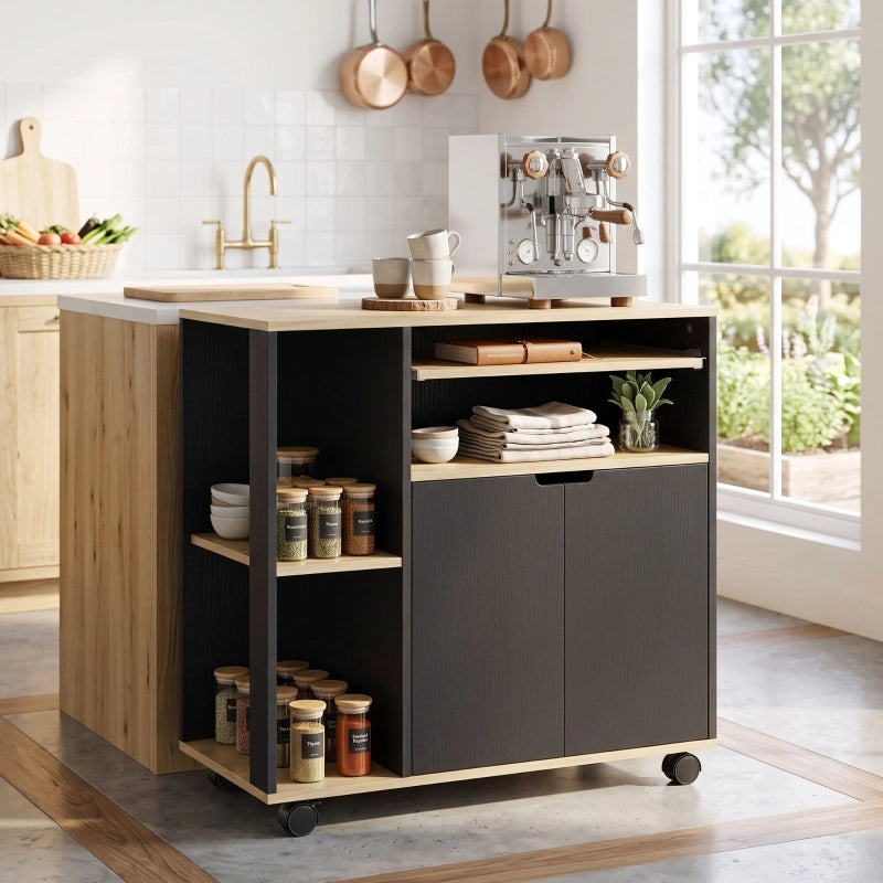 CARRELLO DA CUCINA Con ruote 80x40x82 cm Nero