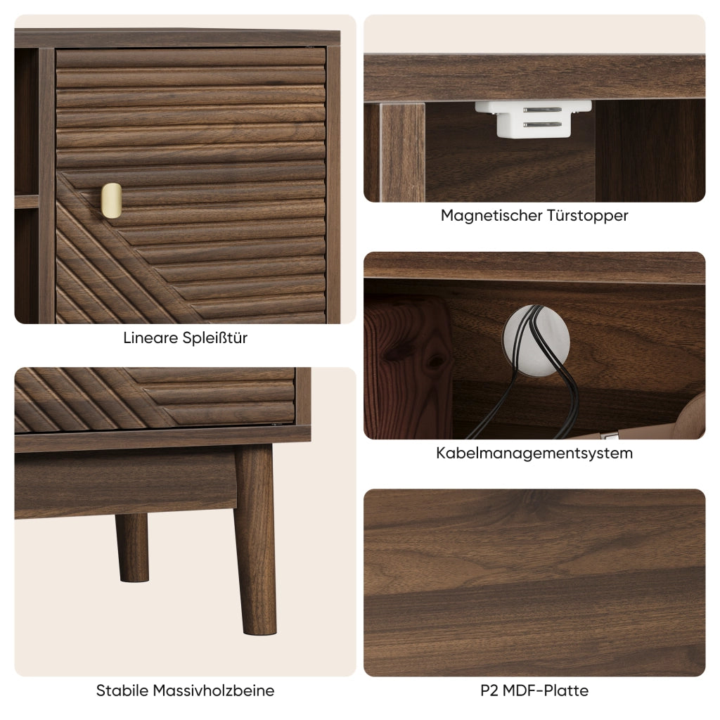 Cassettiera per TV in noce; in MDF; lunghezza 110 cm