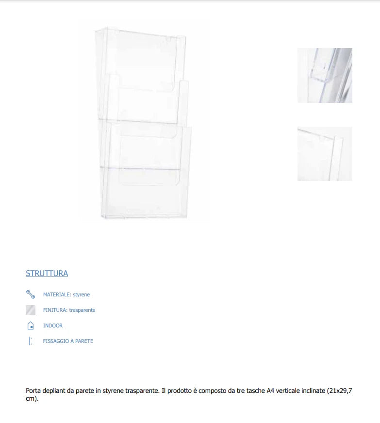 Portadepliant a parete 3 tasche A4