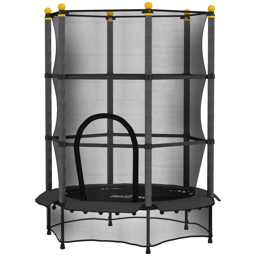 Trampolino Elastico per Bambini con Rete di Sicurezza ¨C Minimal ¨C Nero ?140x190 cm