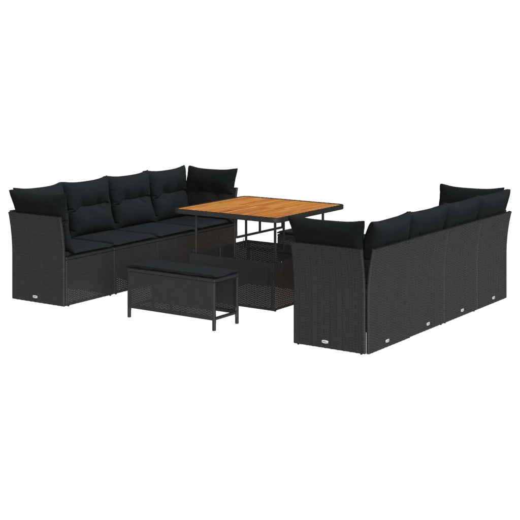 Set Divano da Giardino 11 pcs Nero polyrattan 3361464