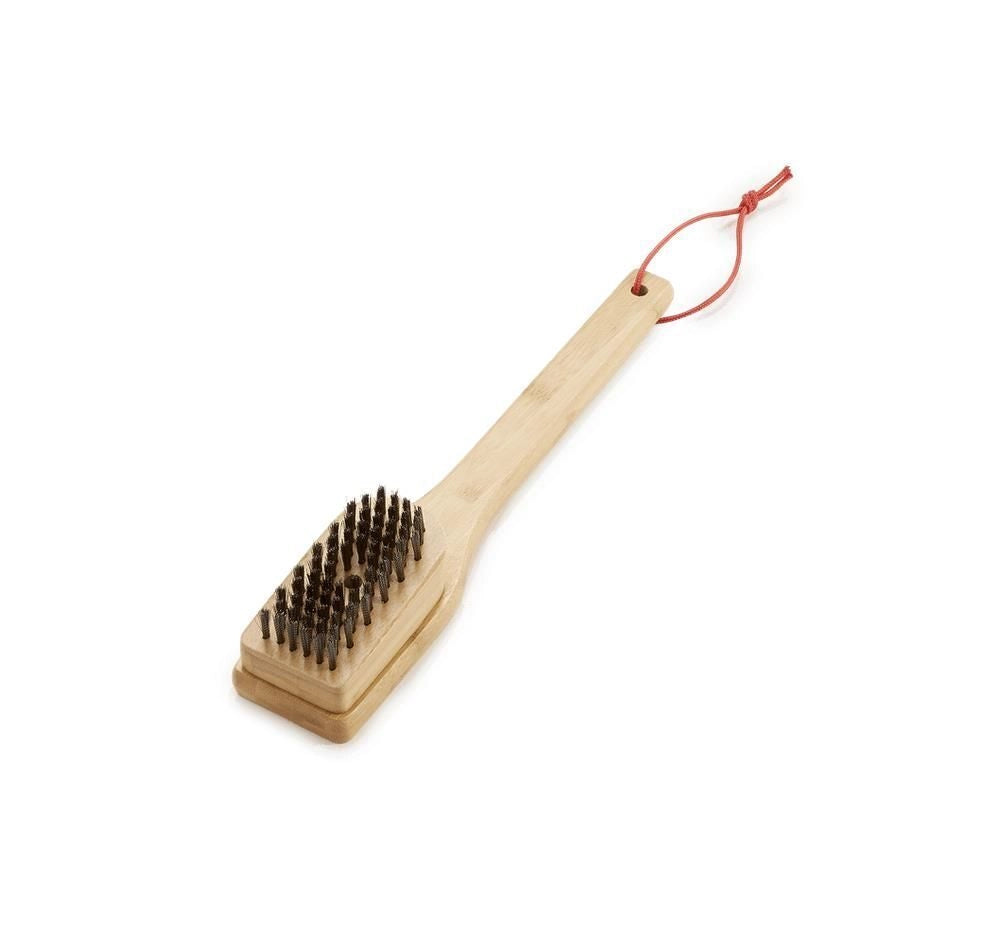 Weber 6275 Spazzola per Griglia in Bamboo 30 cm Setole in Acciaio Inossidabile Accessorio Barbecue colore Marrone