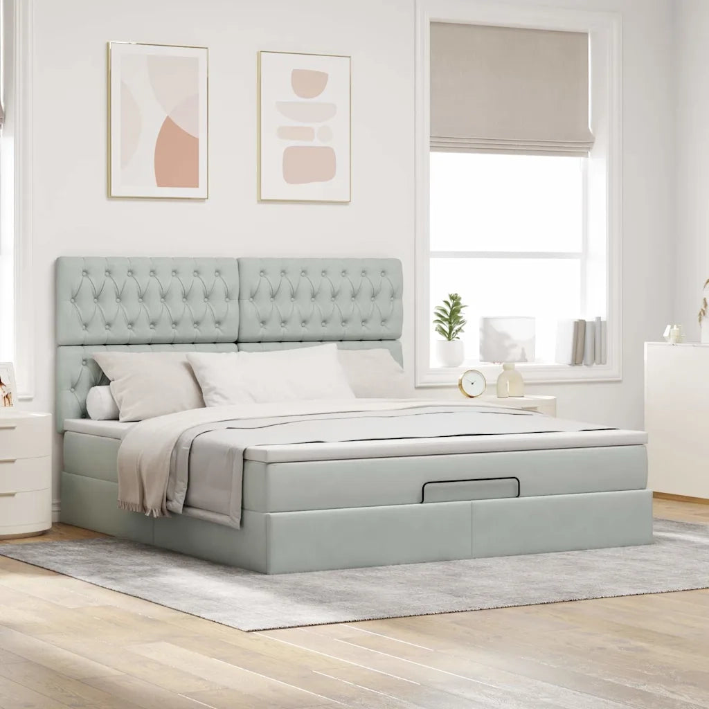 Struttura Letto Pouf con Materassi 180x200 cm Velluto 3313559