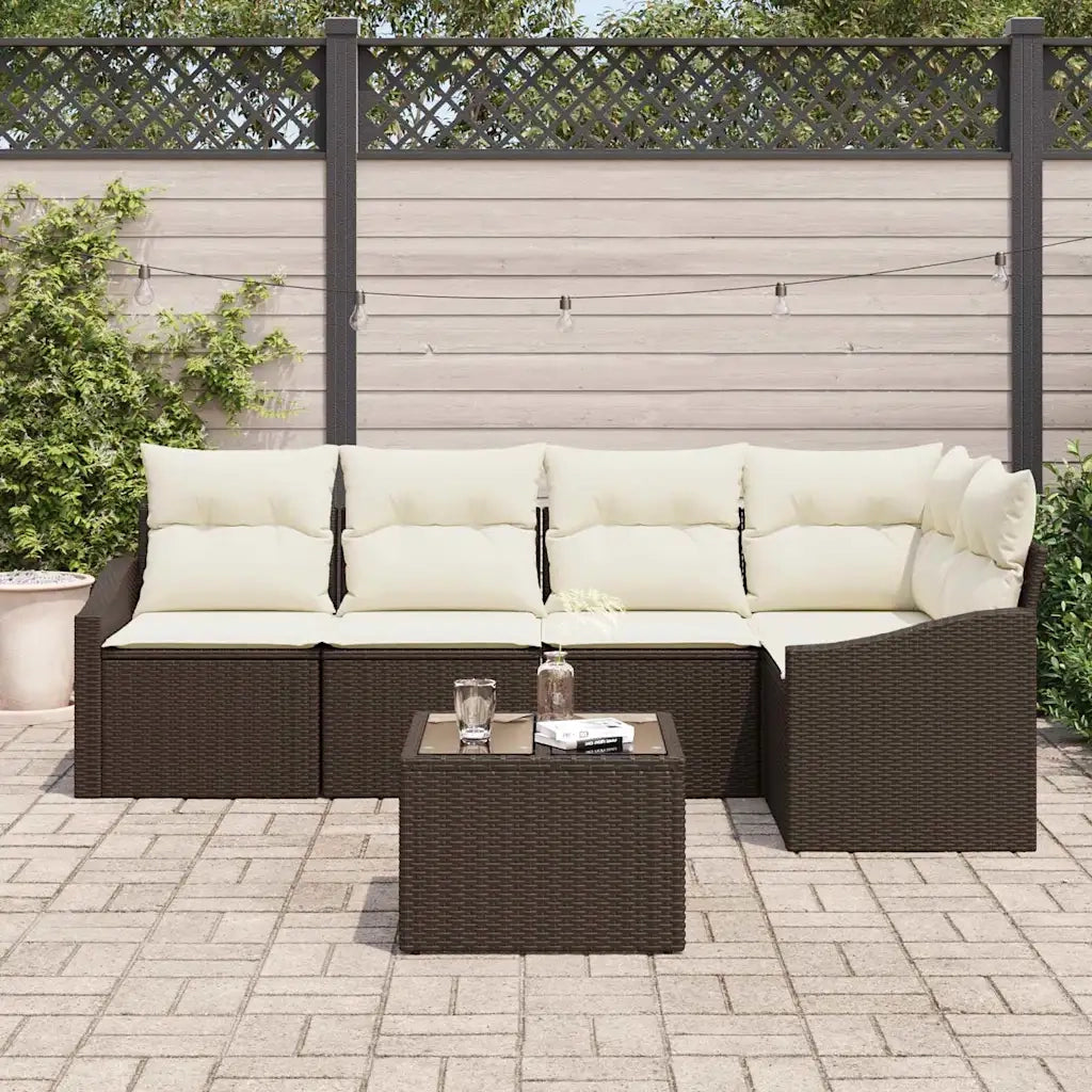 Set Divano da Giardino 6 pcs Marrone e Crema polyrattan 3355397