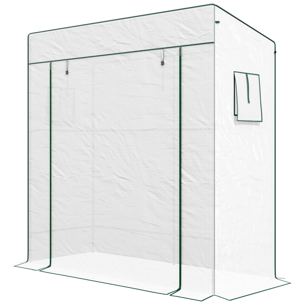 Serra da giardino murale con 1 porta a rullo, copertura PE rinforzata, 2 finestre ¨C zephmum ¨C 196x77x197/178 cm