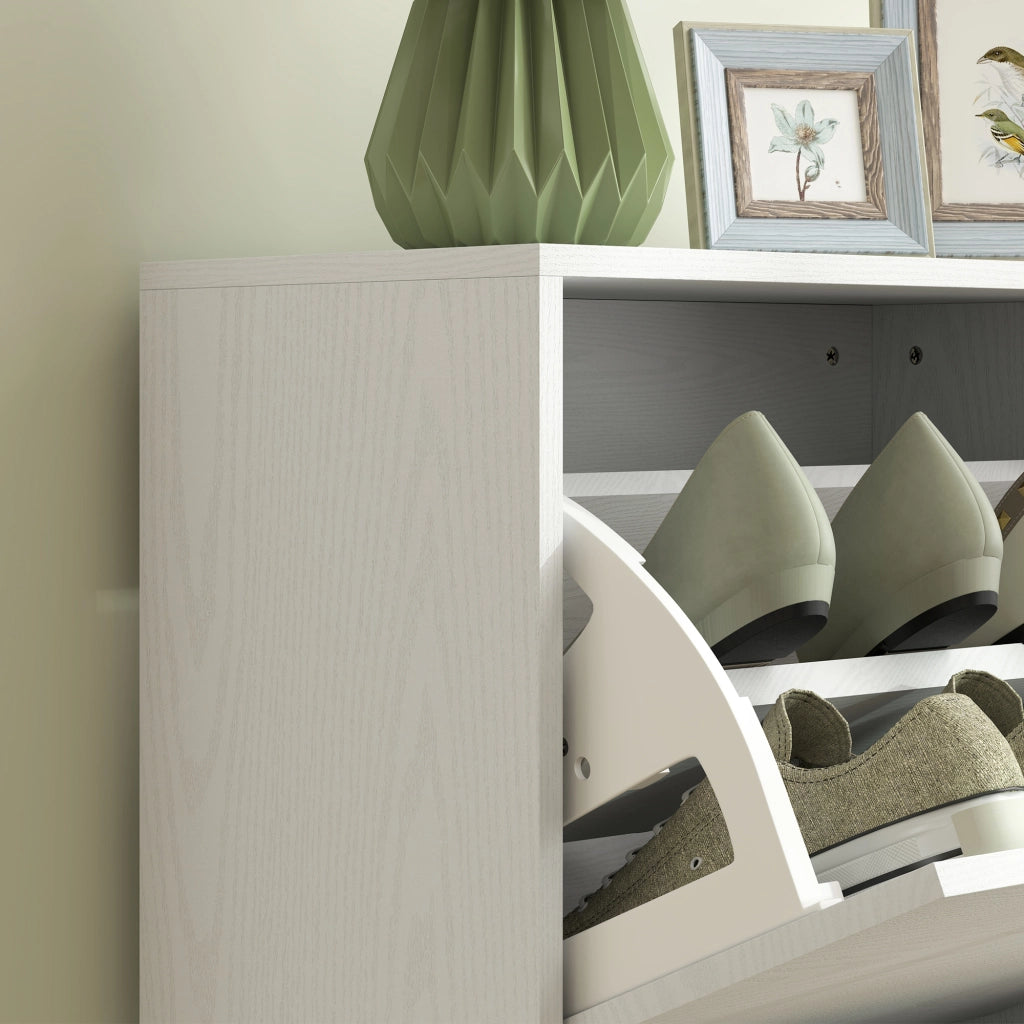 Scarpiera con Cassetti e Ripiani ¨C Minimal ¨C 47x26x85 cm Bianco Veteato