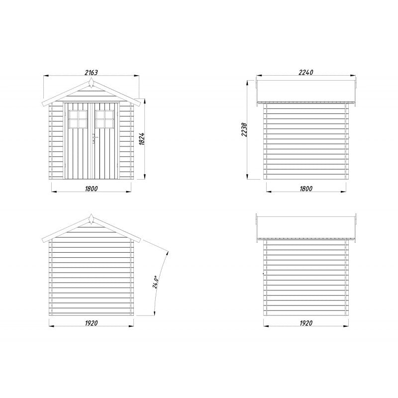 Casetta da giardino in legno 200x200 cm, pareti 19 mm con porta doppia in plexiglass, per ricovero attrezzi esterno compatto - Esterni da Vivere