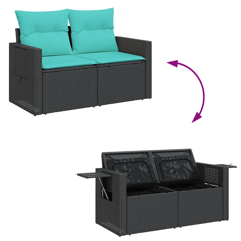 Set Divani da Giardino con Cuscini 7pz Nero Polyrattan 3327116
