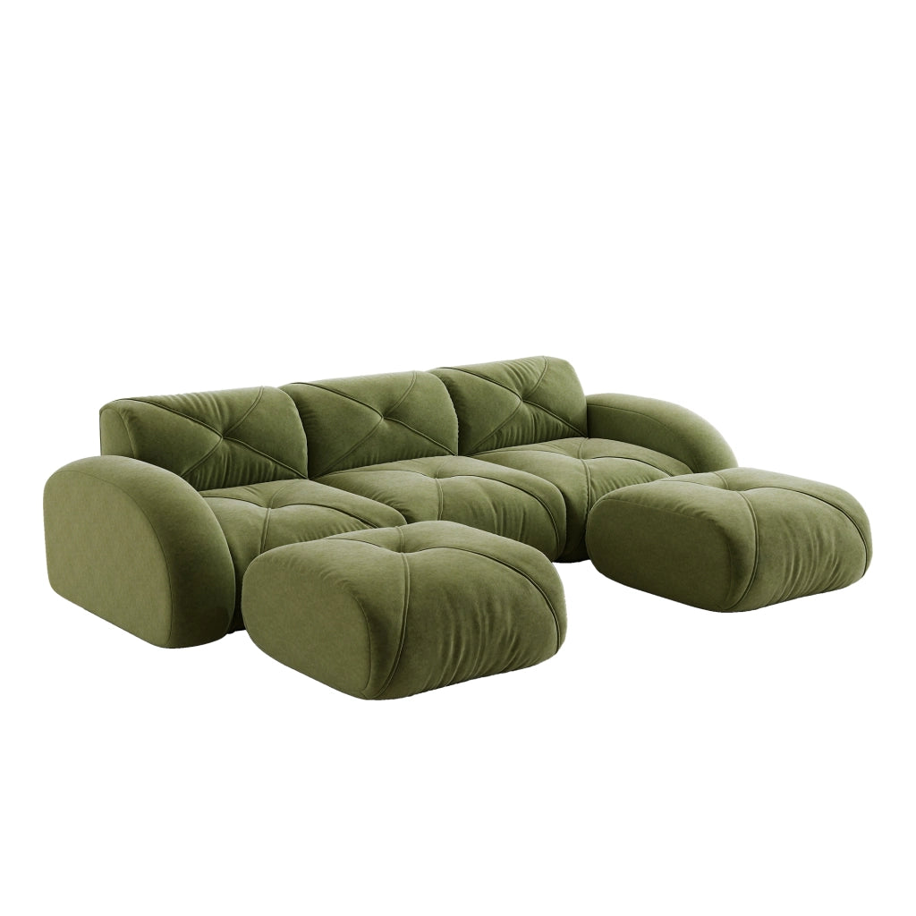 Sofa modulare a U 3 posti - Zephmum- 2 pouf inclusi tessuto comodo antiscivolo