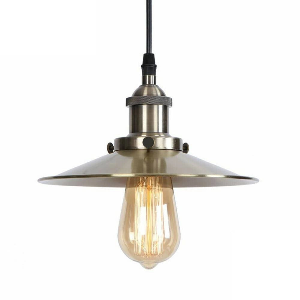 Trade Shop - Lampadario Soffitto Portalampada Pendente Vintage Retro' Cavo Telato E27 Cromato -