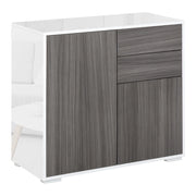Mobile con 2 Cassetti e 2 Ante ¨C Xylo ¨C Grigio Chiaro e Bianco, 79x36x74cm