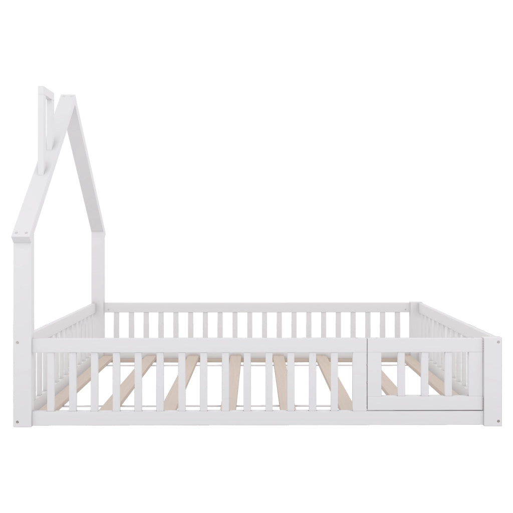 LETTO per bambini 140x200 cm con sponde di sicurezza, pino e MDF bianco