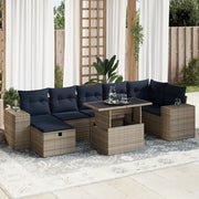 Set Divani Giardino 8 pz con Cuscini Marrone Polyrattan Acacia 3327951