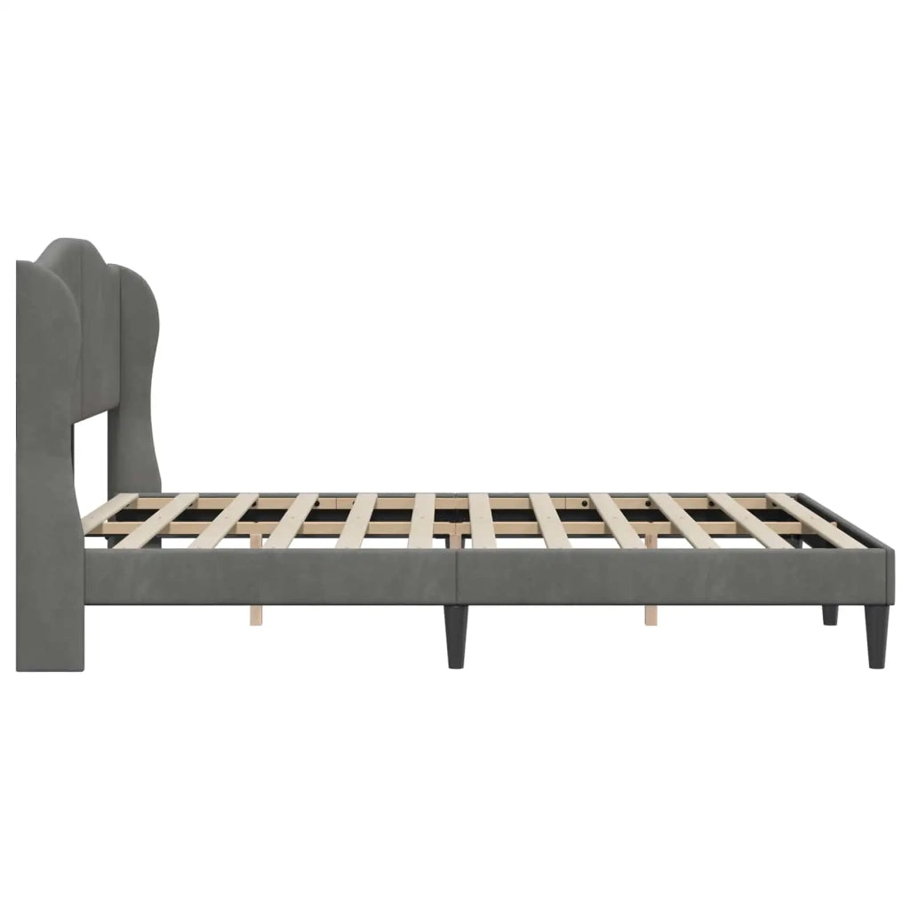Struttura del letto-Giroletto Grigio Scuro 140 x 200 cm Velluto 399530