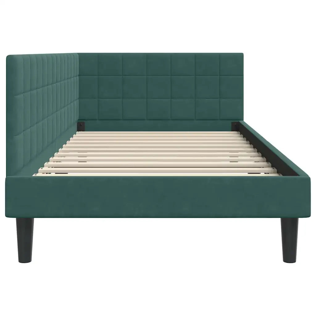 Cornice del letto ad angolo Verde Scuro 90 cm x 200 cm Velluto 42016430