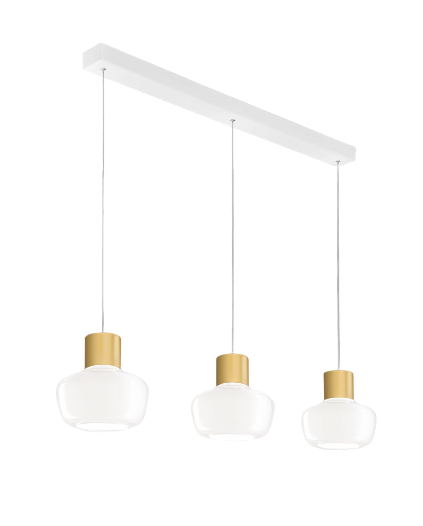Lampada a Sospensione Kino LED 36W 3900lm 3000K Dimmerabile, Struttura in Metallo e Vetro Borosilicato Bianco - IP20 Classe 1