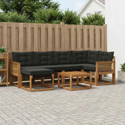 Set di divani da esterno con cuscino 7 pcs Naturale e Nero 3382084