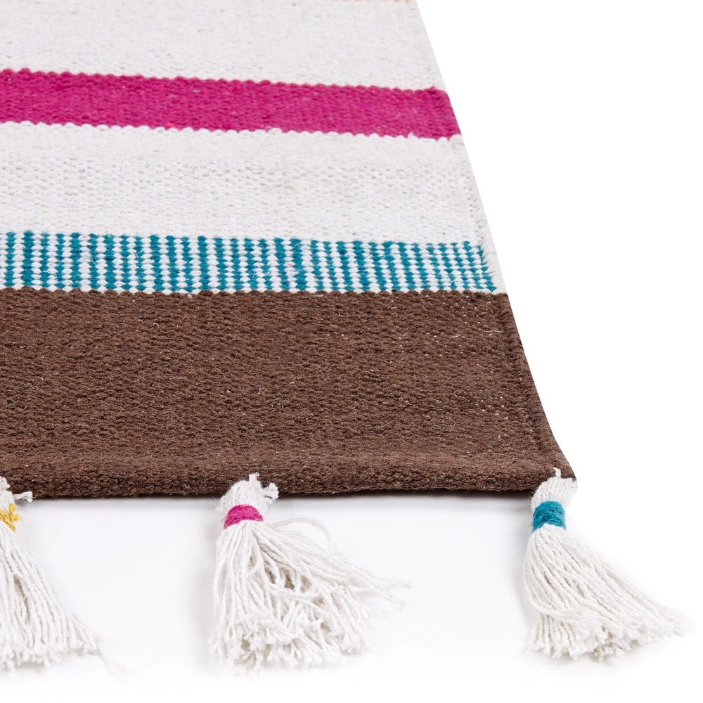 Tappeto strisce multicolore cotone 160 x 230 cm rettangolare tessuto a mano