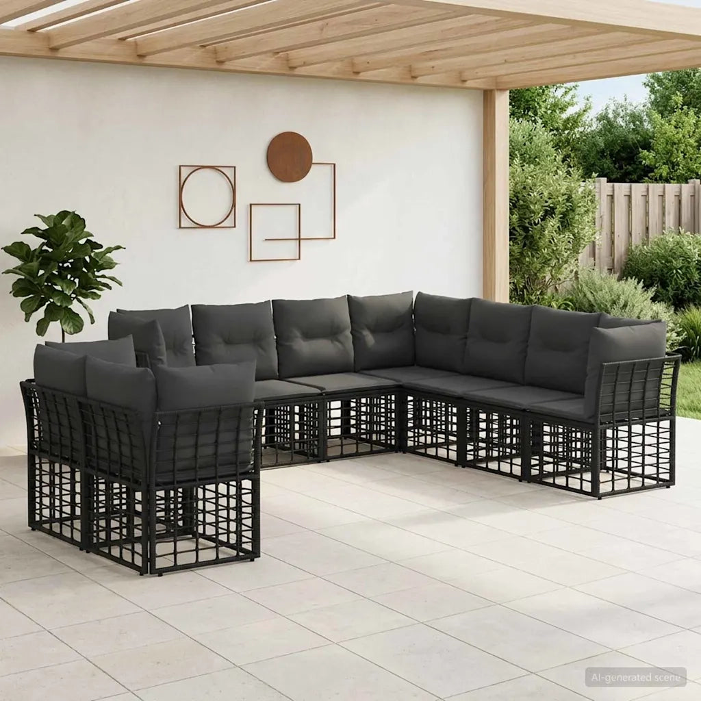 Set di divani da esterno Nero Poliestere 3437499