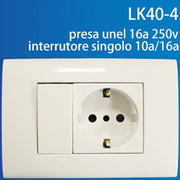 Trade Shop - Placca Placchetta 2 Posti Completa 1 Interruttore Presa Shuko Incasso 503 -