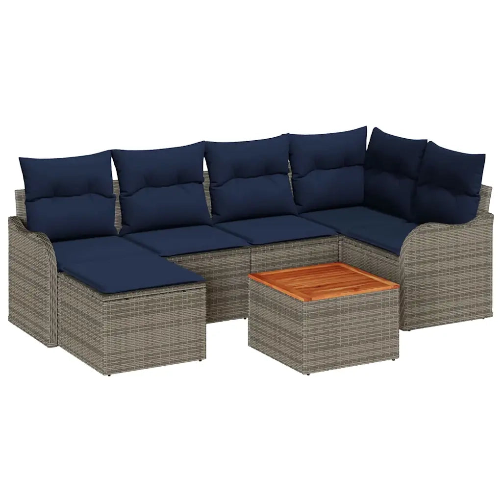 Set Divano da Giardino 7 pz Grigio polyrattan 3347479