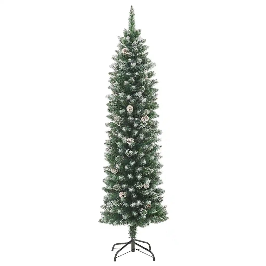 Albero di Natale Artificiale Sottile Verde e Bianco 180 cm 3395292