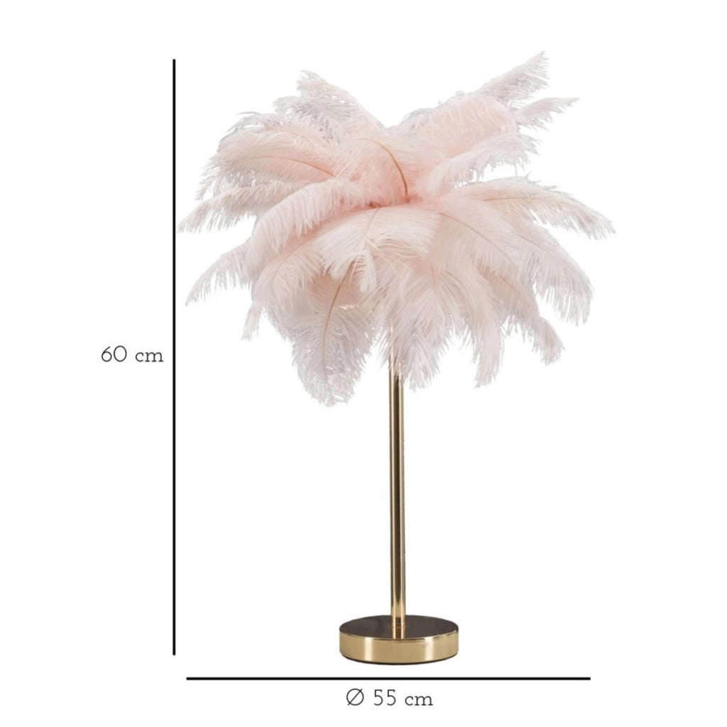 Lampada da Tavolo Piume 2, Rosa, Metallo, 40x40x55 cm