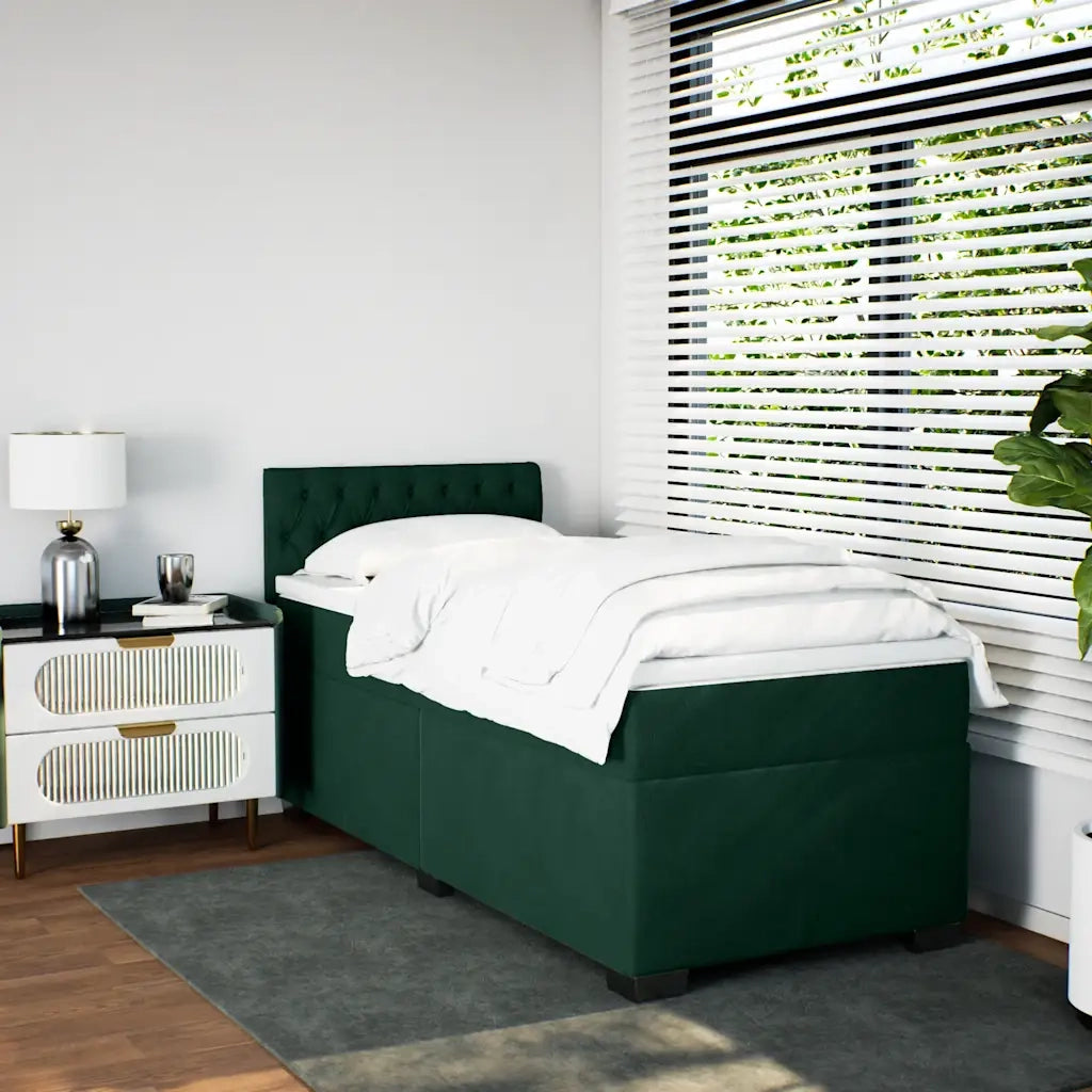 Giroletto a Molle con Materasso Verde Scuro 100x200 cm Velluto
