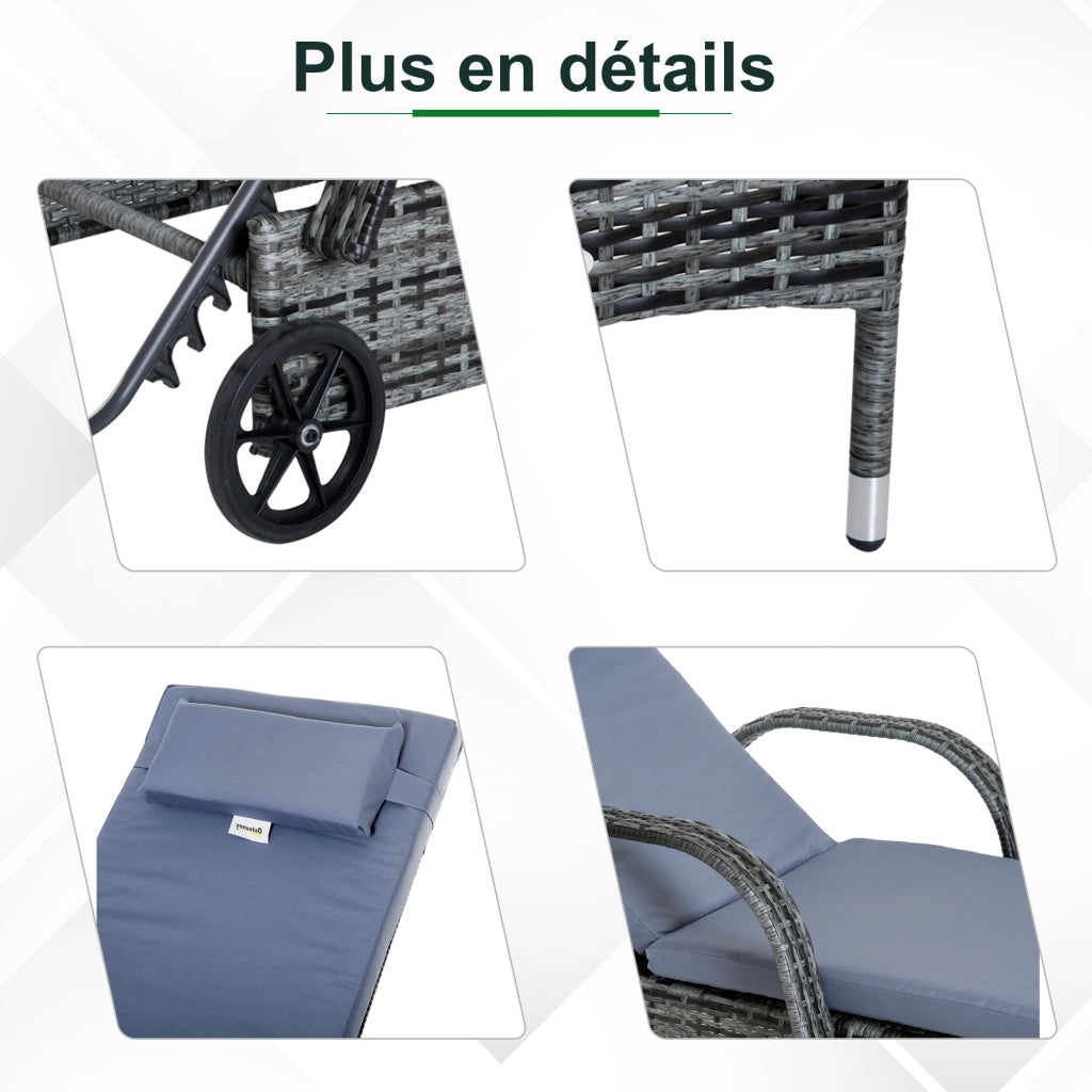 Set di 2 lettini prendisole con materasso ¨C Minimal ¨C grigio