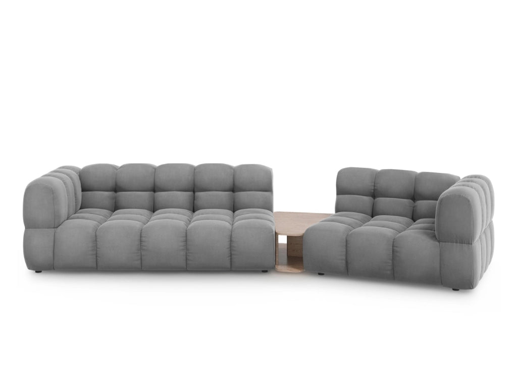 Cosmopolitan Design - Divano modulare destro "Sky" 3 posti in velluto grigio chiaro 