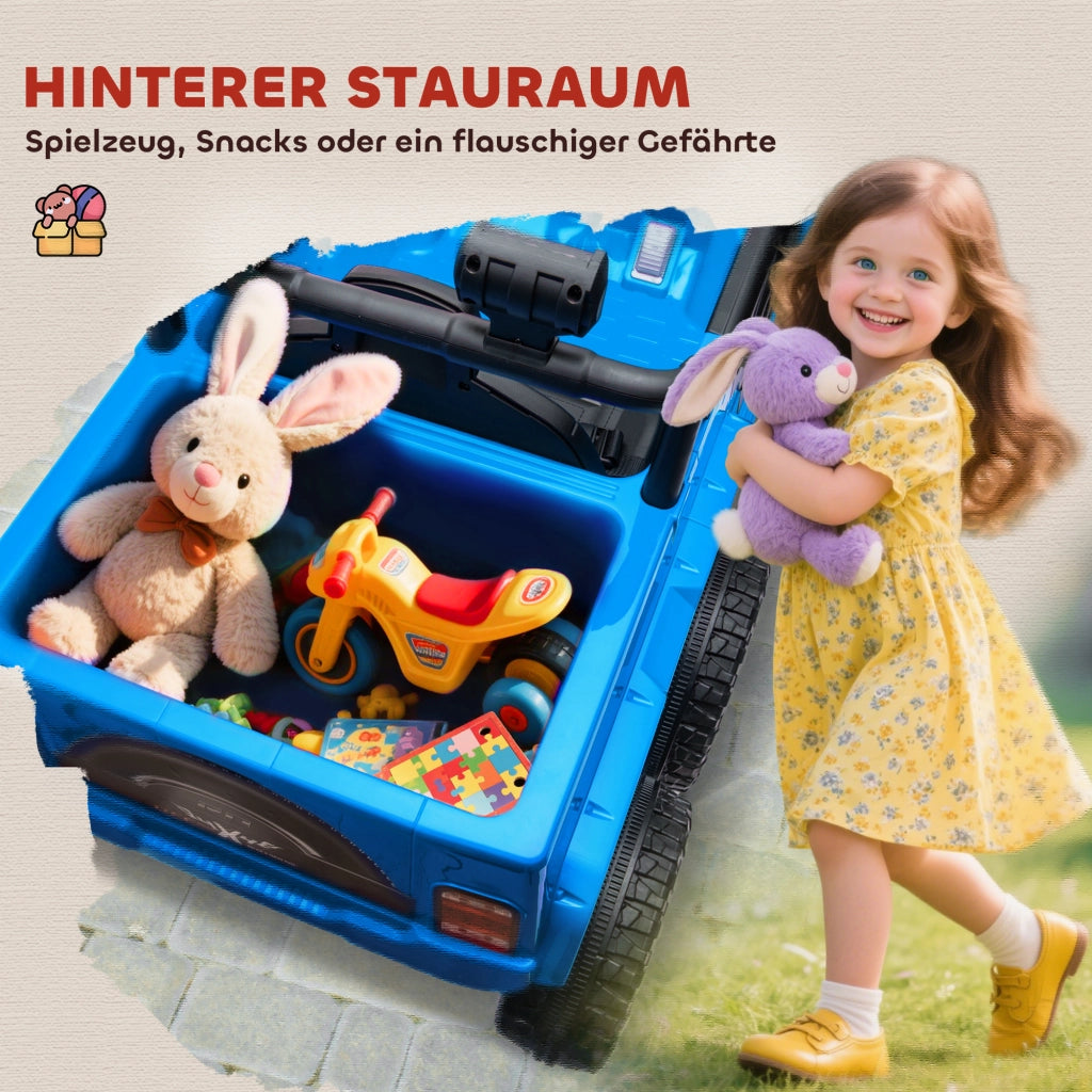 Auto elettrica per bambini con rimorchio e luci LED ¨C zephmum ¨C Blu