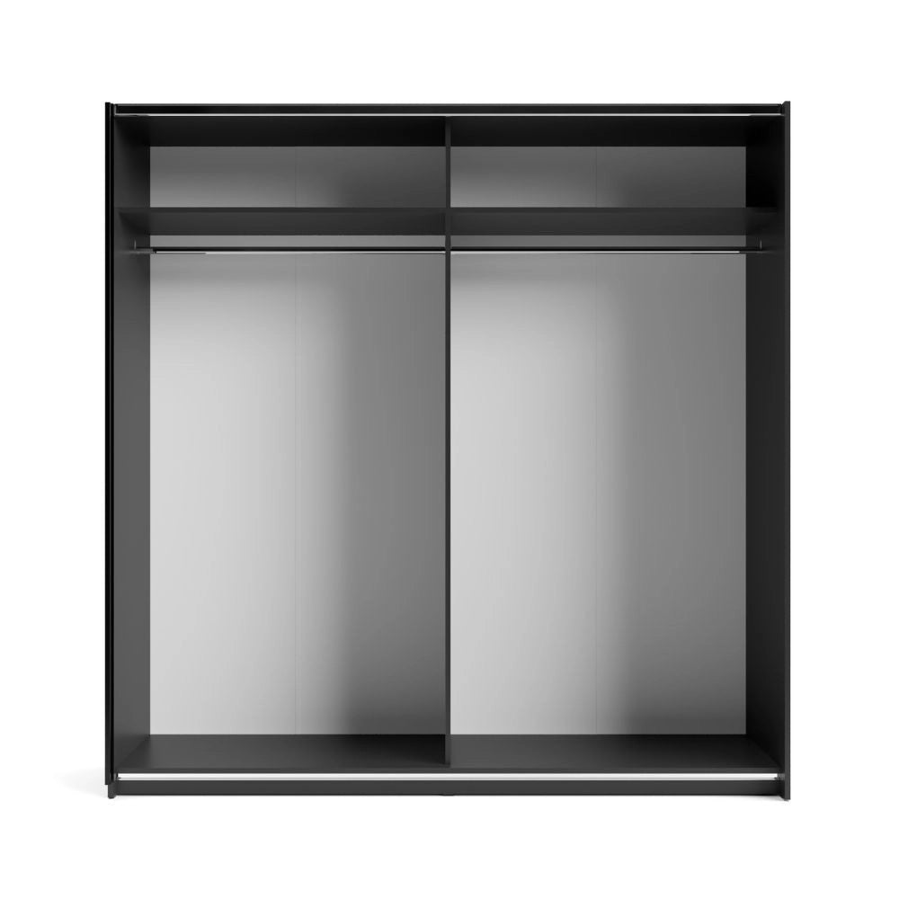 Armadio due ante scorrevoli Metropol colore antracite e inserti rovere – 200x58,1x204,5H