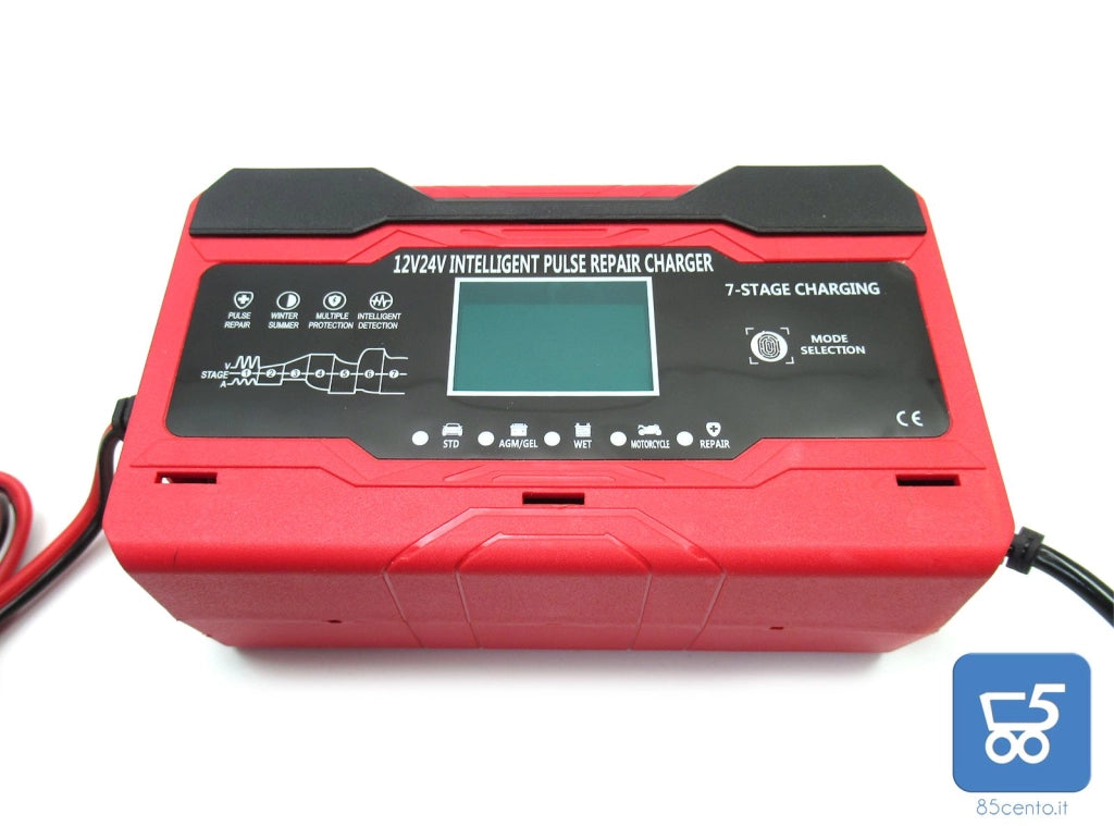 Caricabatterie Auto Moto 10A 12V/24V Mantenitore di Carica con Schermo LCD Touch Multi Protezioni 5 modalità di Ricarica - EX DEMO