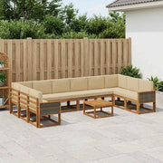 Set di divani da esterno 11 pz Naturale e Beige 3385589
