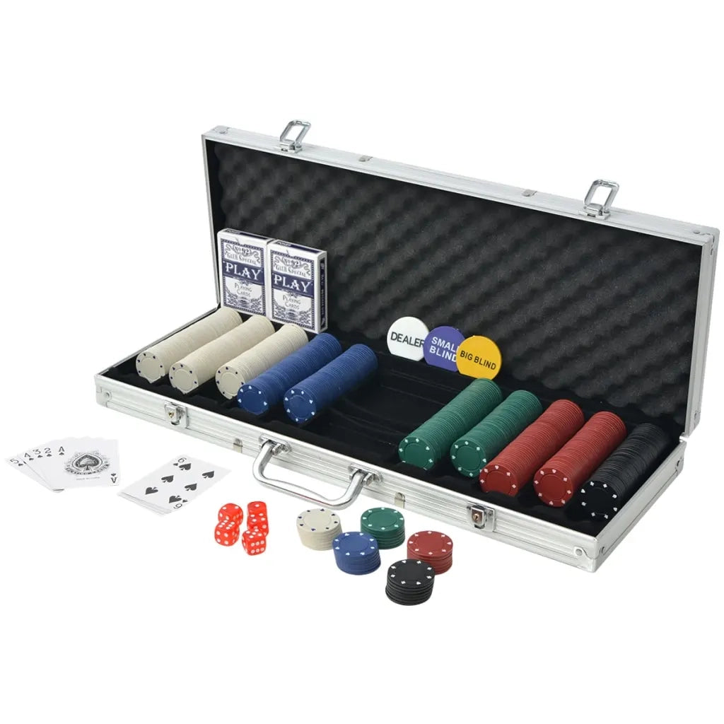 Set da Poker con 500 Chips Alluminio 80180