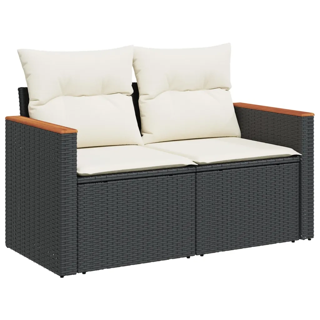 Set Divani da Giardino con Cuscini 7pz Nero Polyrattan 3225797
