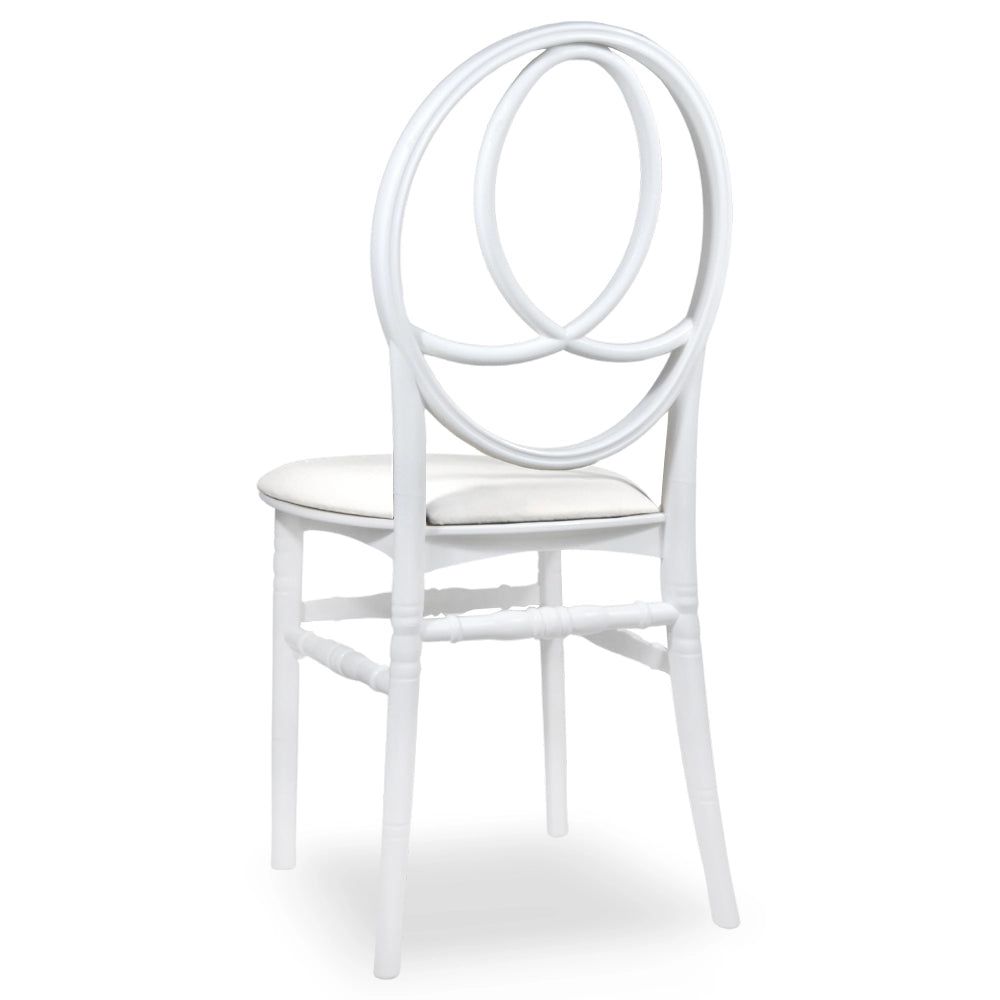 Set da 20 Sedie New Phoenix in Plastica Bianche con cuscino similpelle bianco