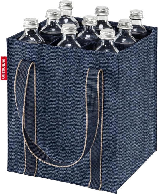 Wijnrek in stoffa blu scuro standard - Borsa per bottiglia pieghevole