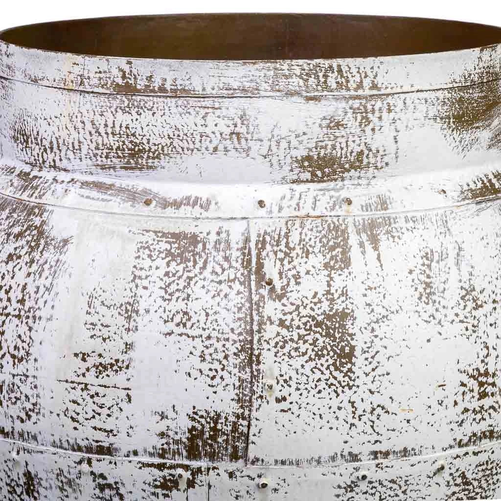 Vaso in metallo invecchiato bianco 45x45x60h cm