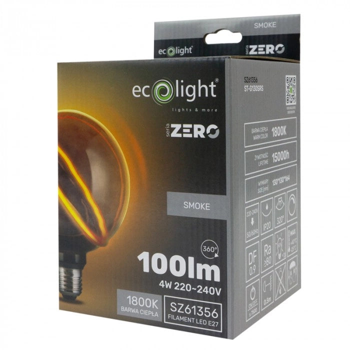 Lampadina LED sferica fumé dimmerabile 4W E27 Seria Zero Ecolight