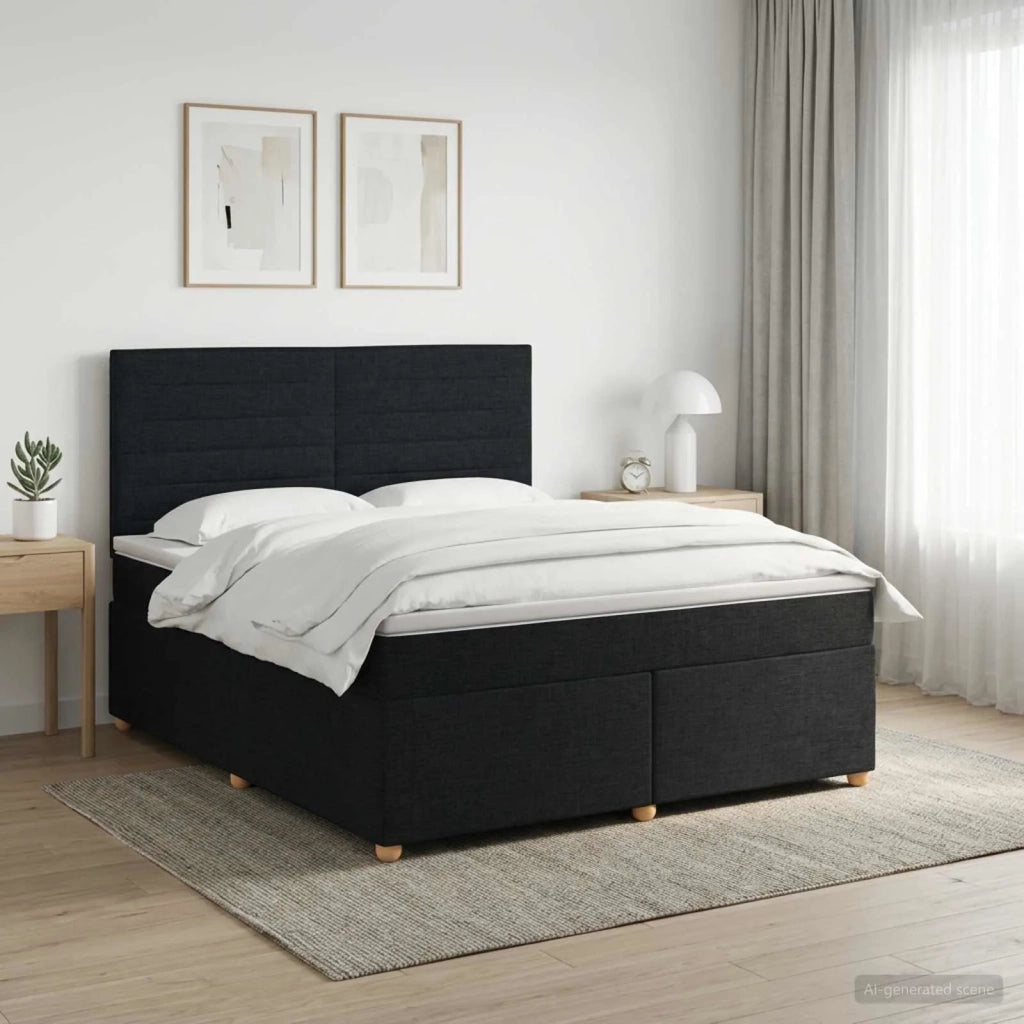 Letto box spring con materasso Nero 180 x 200 cm Tessuto 3453937