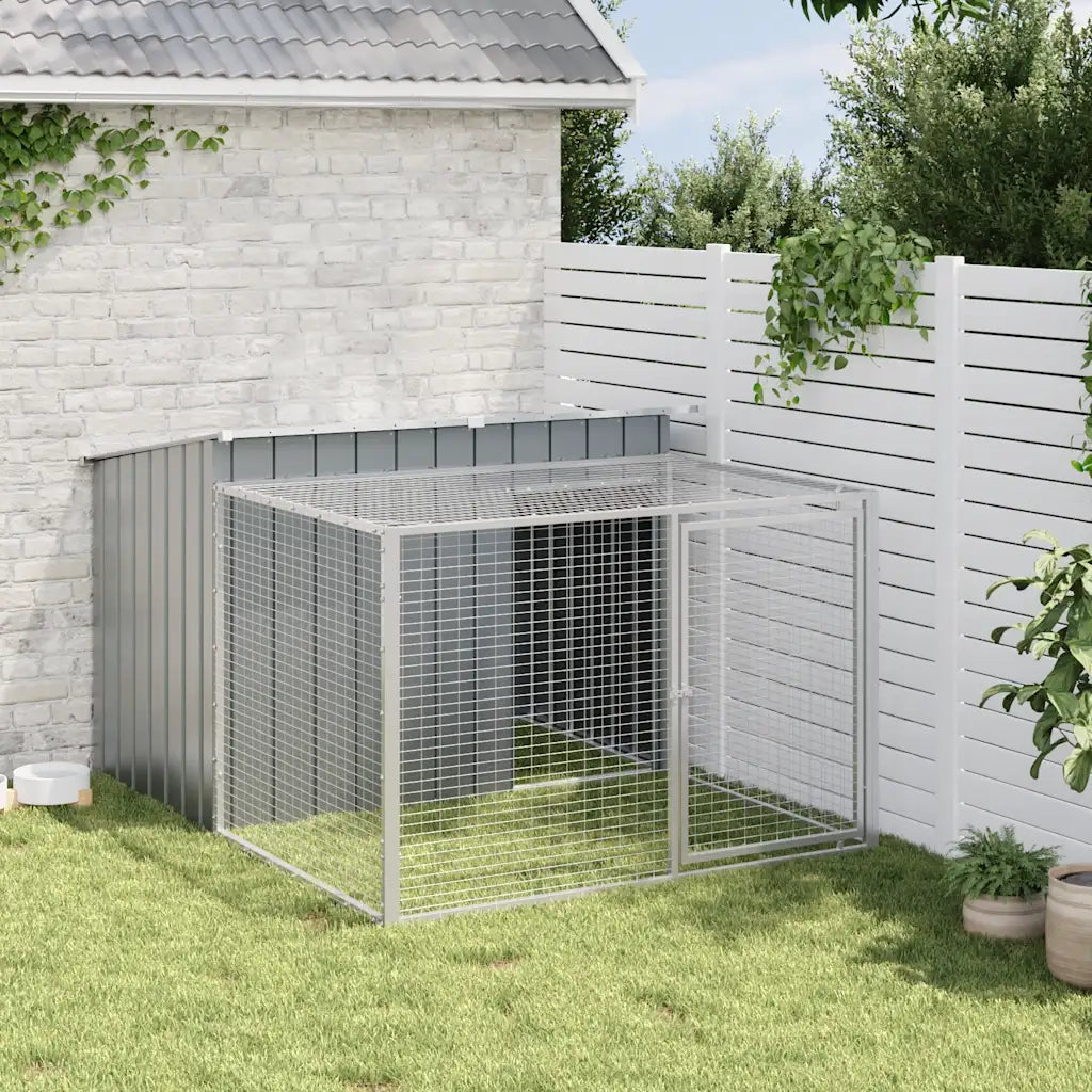 Cuccia per cani con recinto antracite 153x194x110 cm in acciaio zincato CFW2155596