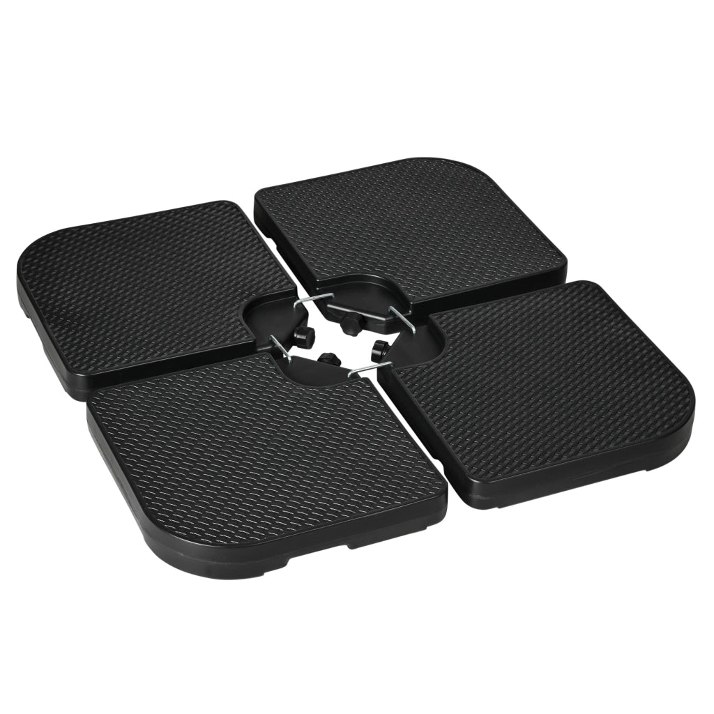 Base per Ombrellone 99,7x99,7x8,3 cm set 4 Pezzi Impilabili in HDPE Nero