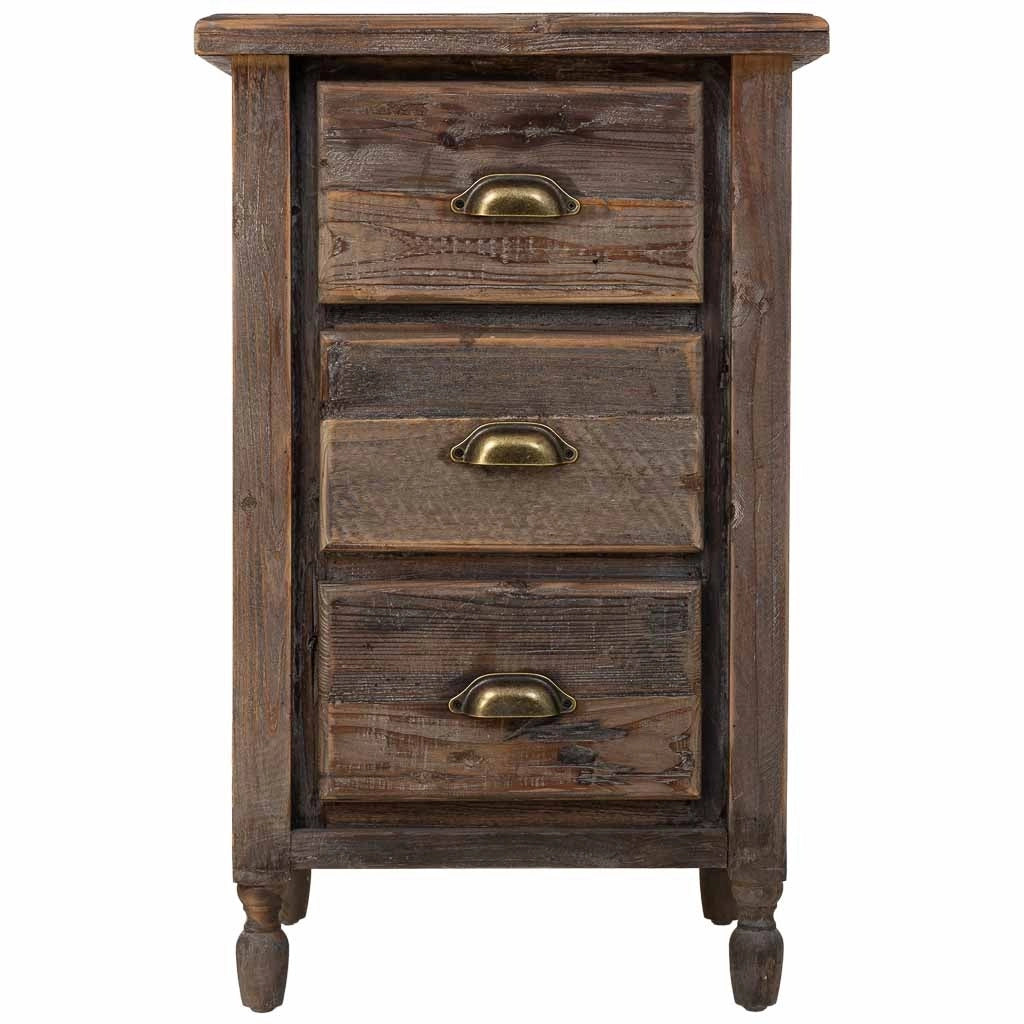 Comodino in legno con 3 cassetti 48x38x76,5